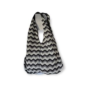 Black and White Knit Chevron Hobo Style Bag